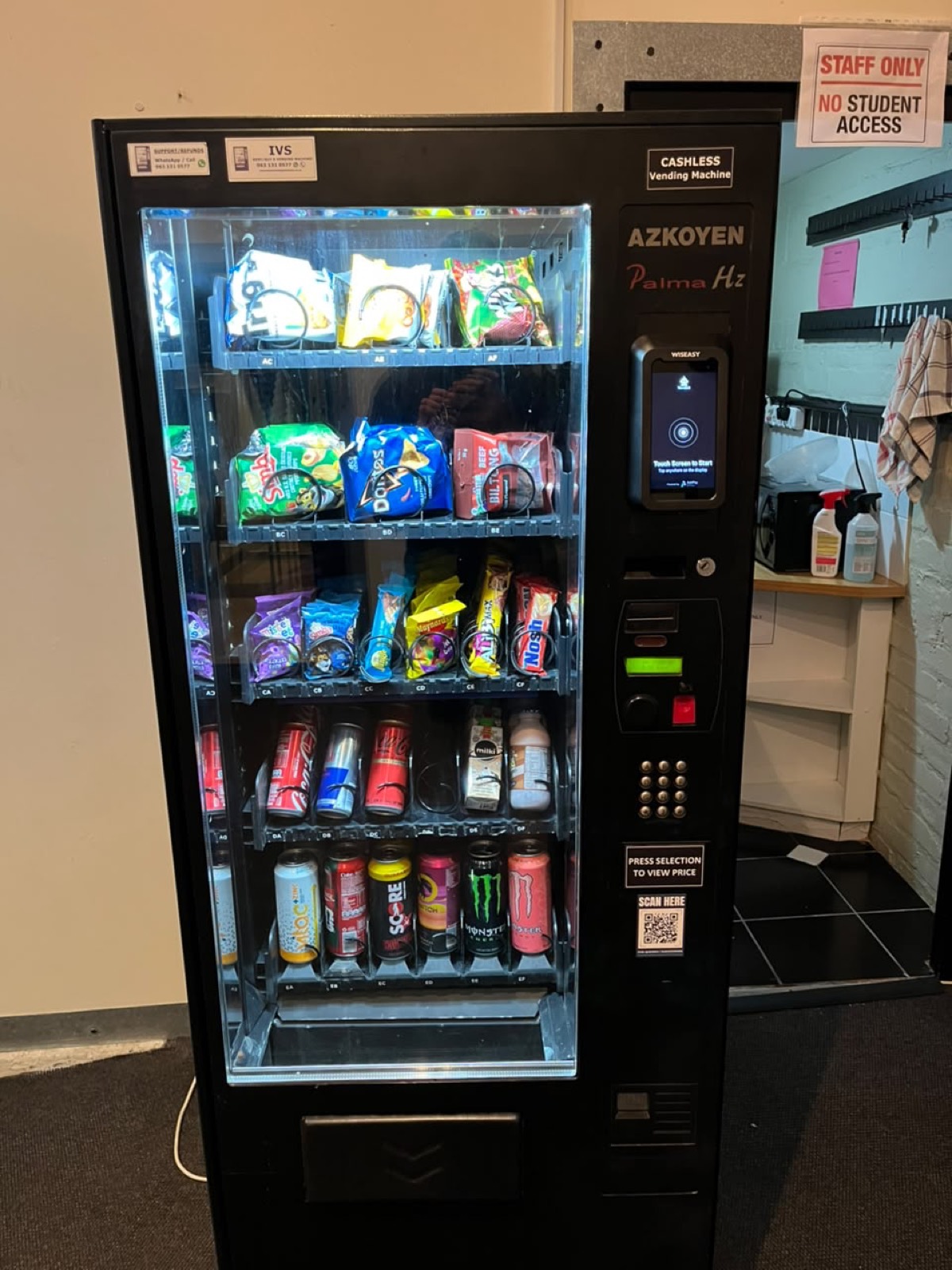 A second VendBot-fitted vending machine in the field, the type a technician would be called out to